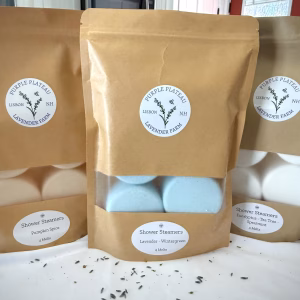 Shower steamers in a brown packaging